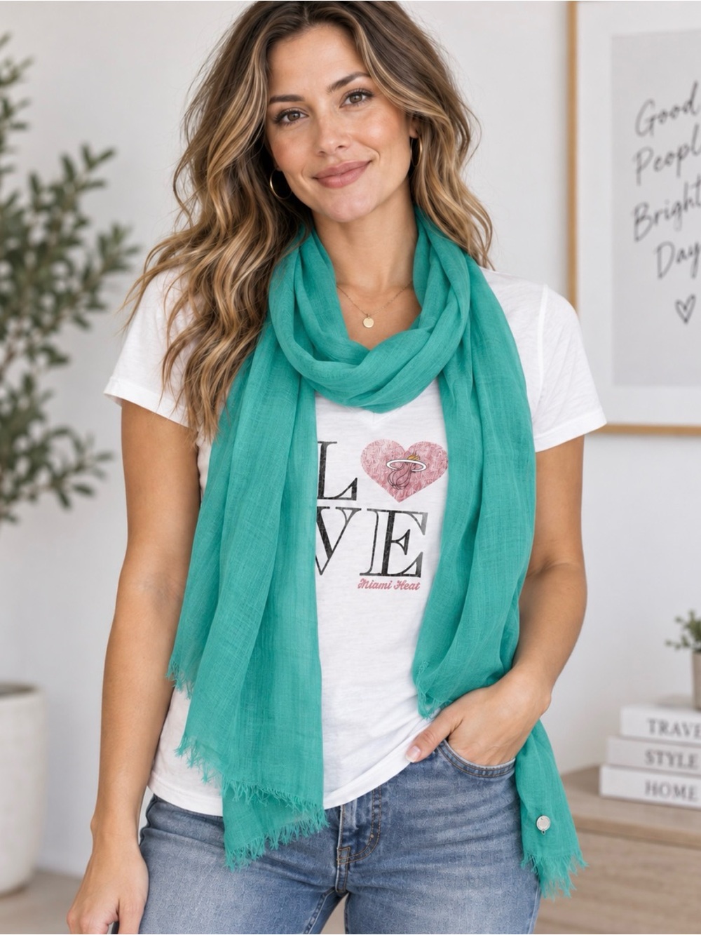 Calvin Klein Teal Scarf Lightweight Women's Accessory